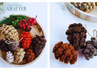 Pinecone Ornament Free Crochet Pattern and Video Tutorial