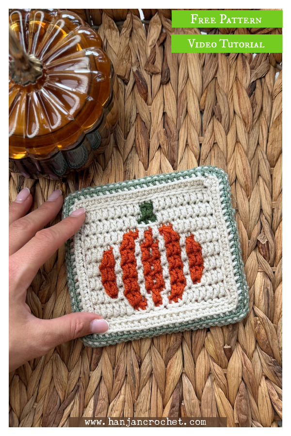 Pumpkin Coaster Free Crochet Pattern and Video Tutorial