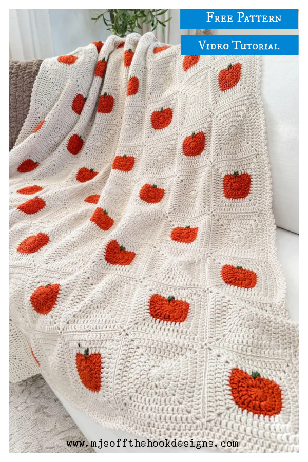 Pumpkin Granny Square Blanket Free Crochet Pattern and Video Tutorial