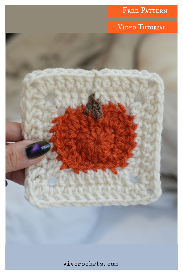 Pumpkin Granny Square Free Crochet Pattern and Video Tutorial 