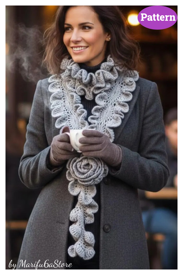 Ruffle Rose Scarf Crochet Pattern