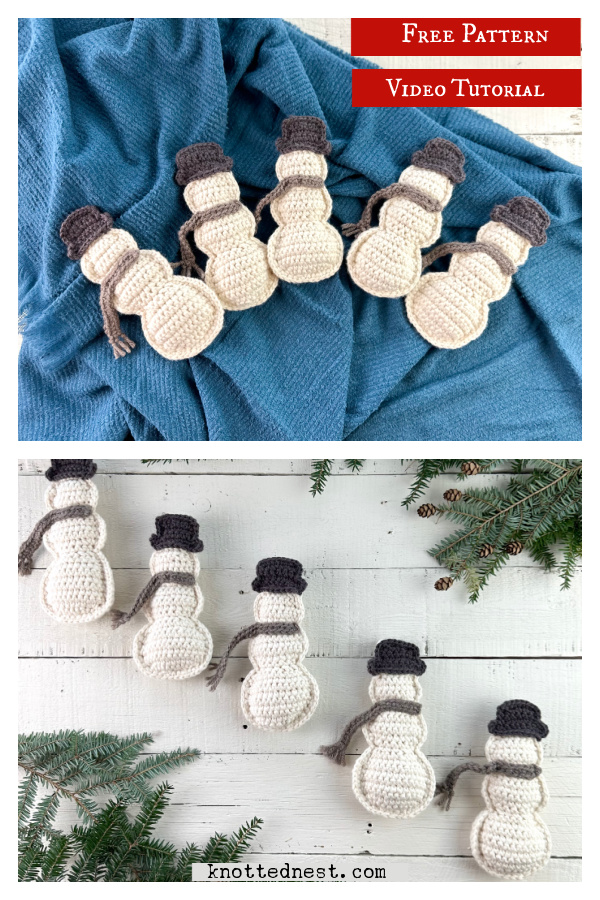 Snowman Garland Free Crochet Pattern and Video Tutorial
