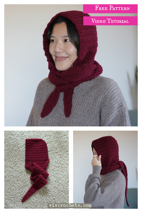 Tapered Hooded Scarf Free Crochet Pattern and Video Tutorial