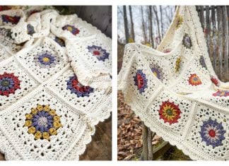 Woodland Bloom Granny Square Blanket Free Crochet Pattern and Video Tutorial