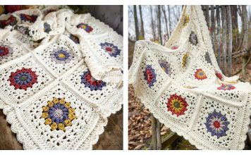 Woodland Bloom Granny Square Blanket Free Crochet Pattern and Video Tutorial