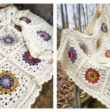 Woodland Bloom Granny Square Blanket Free Crochet Pattern and Video Tutorial